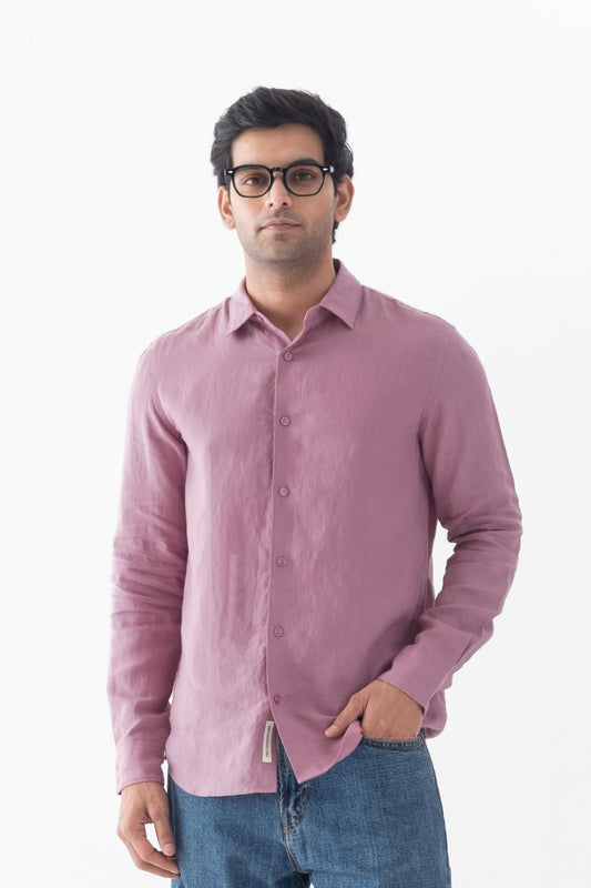 100% European Linen Classic Everyday Shirt - Mauve