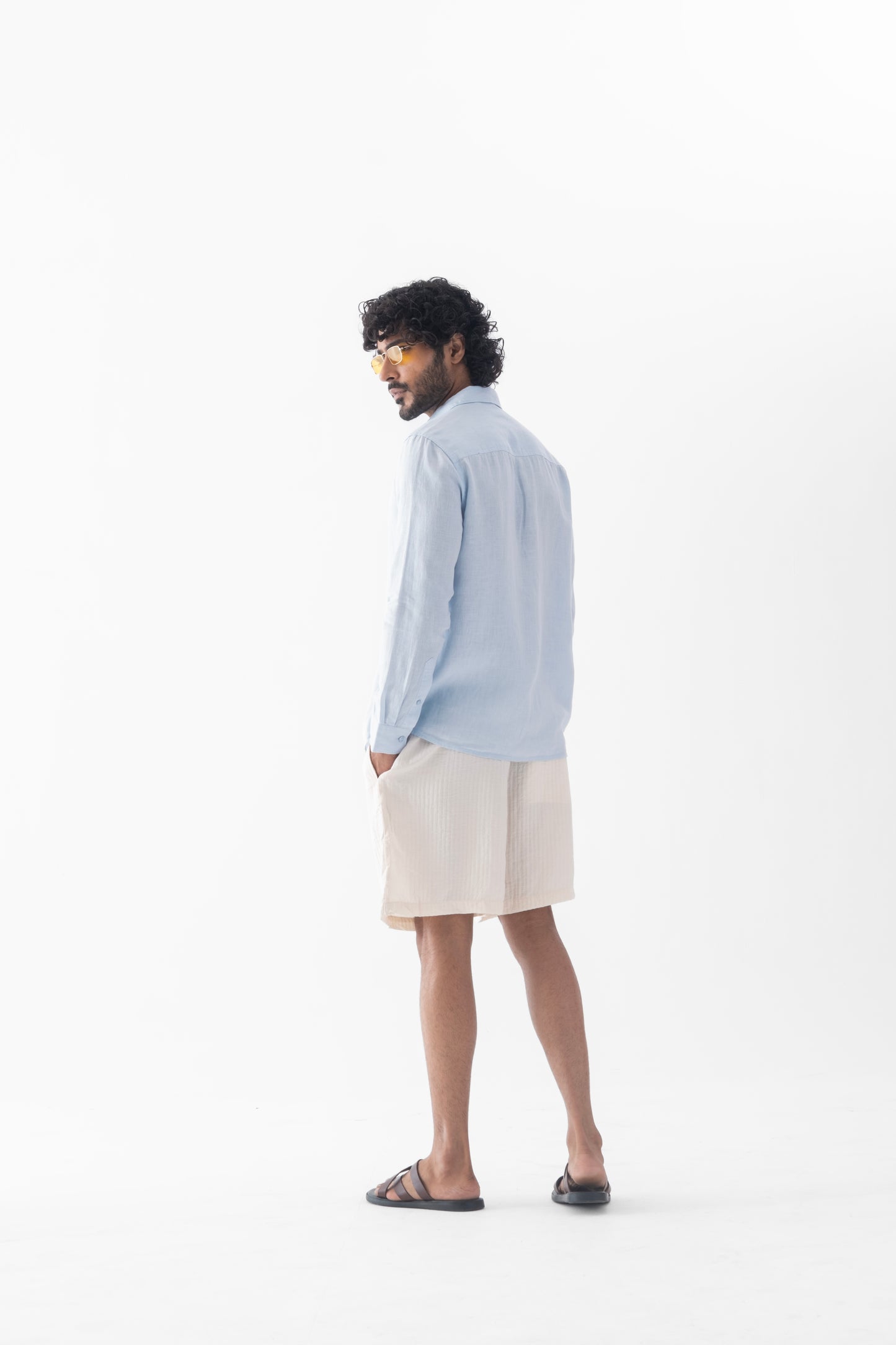 100% European Linen Classic Everyday Shirt - Powder Blue