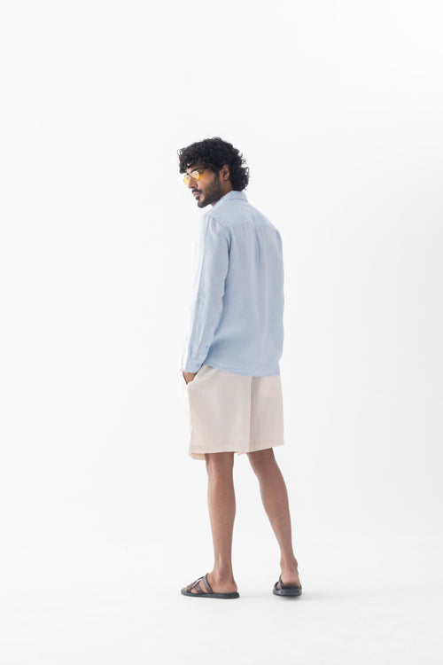 100% European Linen Classic Everyday Shirt - Powder Blue