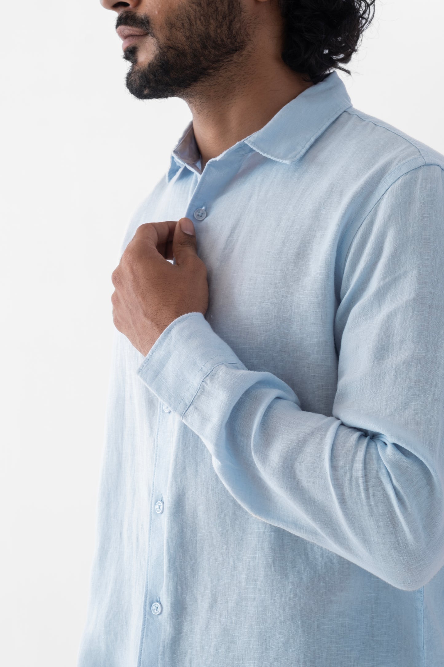 100% European Linen Classic Everyday Shirt - Powder Blue