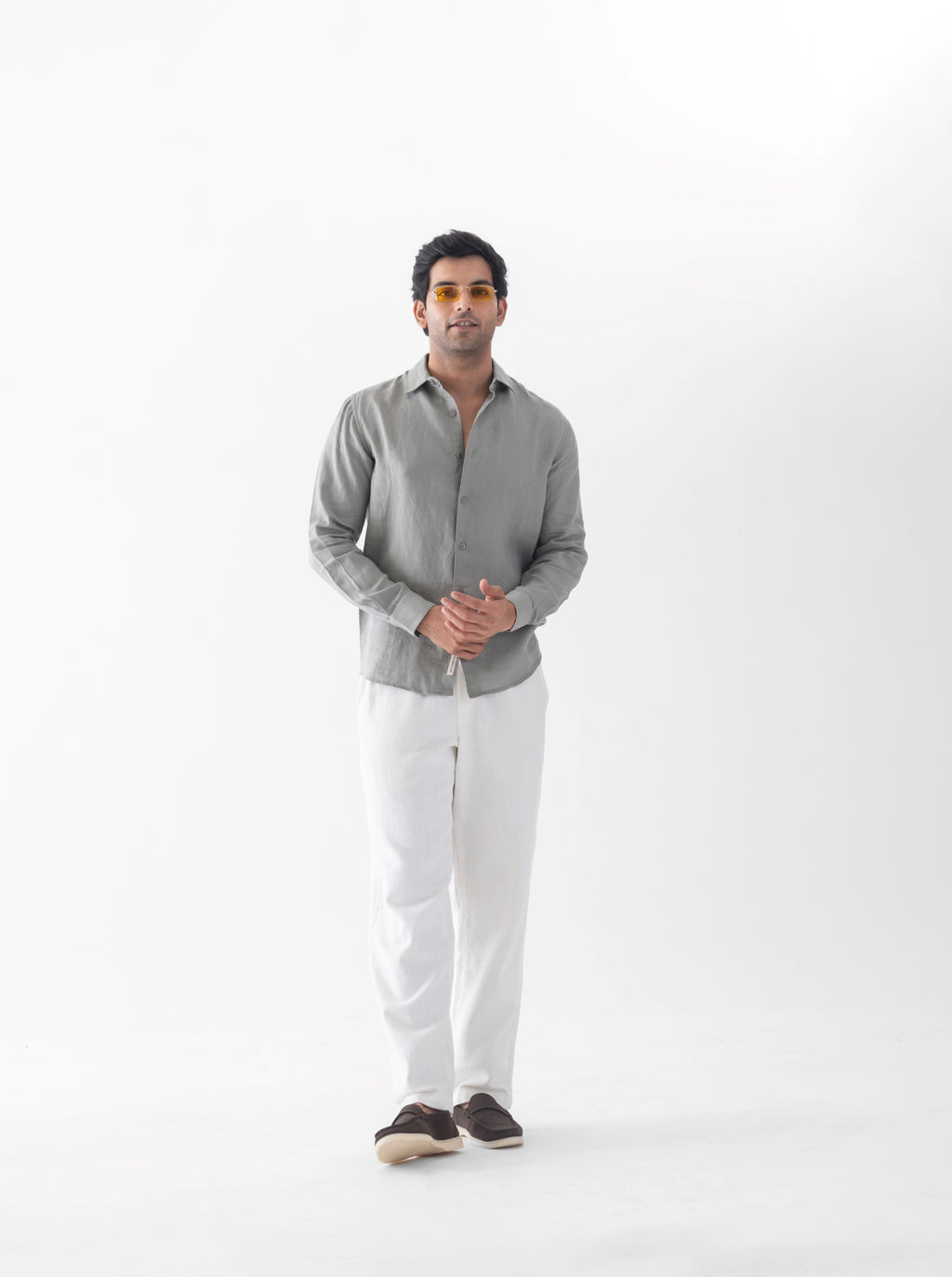 100% European Linen Classic Everyday Shirt - Sage Green