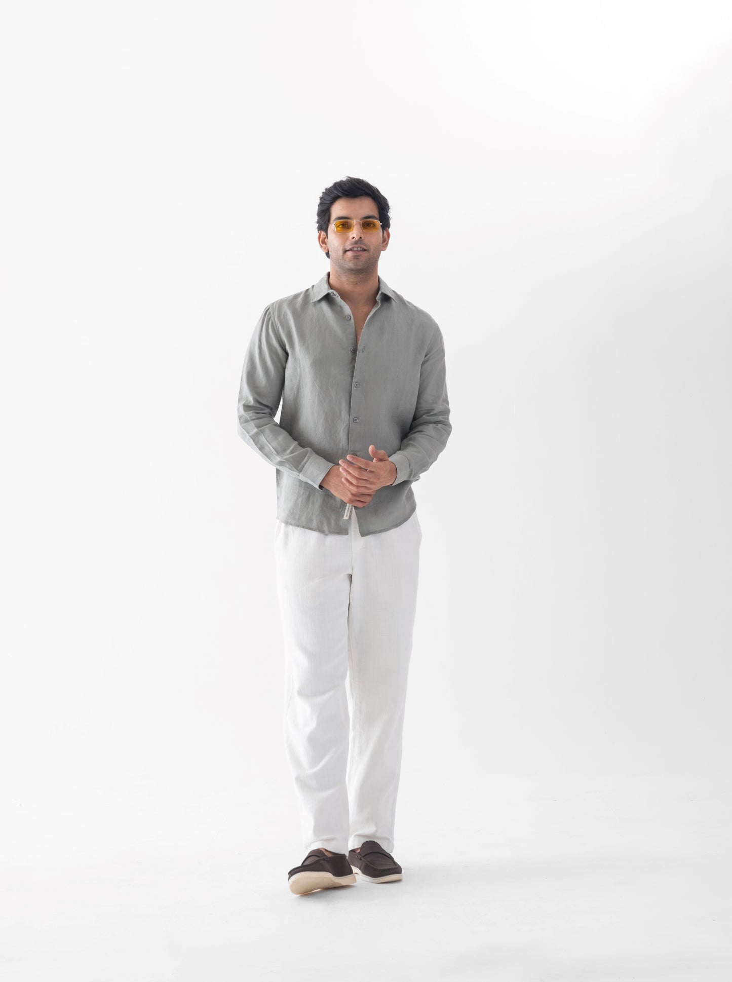 100% European Linen Classic Everyday Shirt - Sage Green
