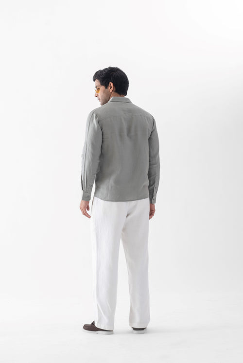 100% European Linen Classic Everyday Shirt - Sage Green