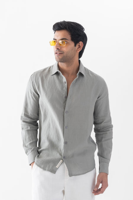 100% European Linen Classic Everyday Shirt - Sage Green