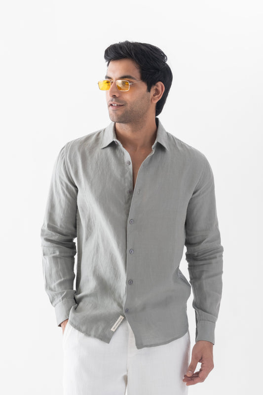 100% European Linen Classic Everyday Shirt - Sage Green