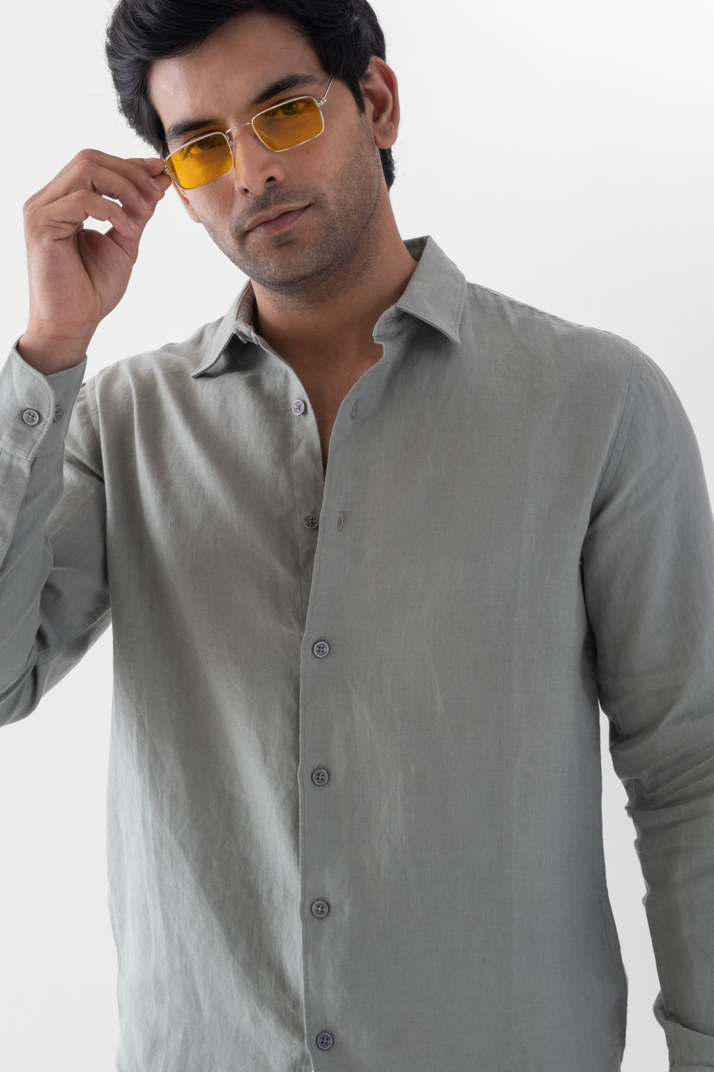 100% European Linen Classic Everyday Shirt - Sage Green