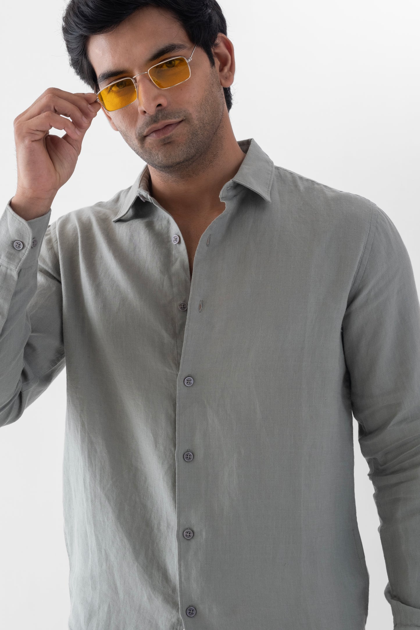 100% European Linen Classic Everyday Shirt - Sage Green