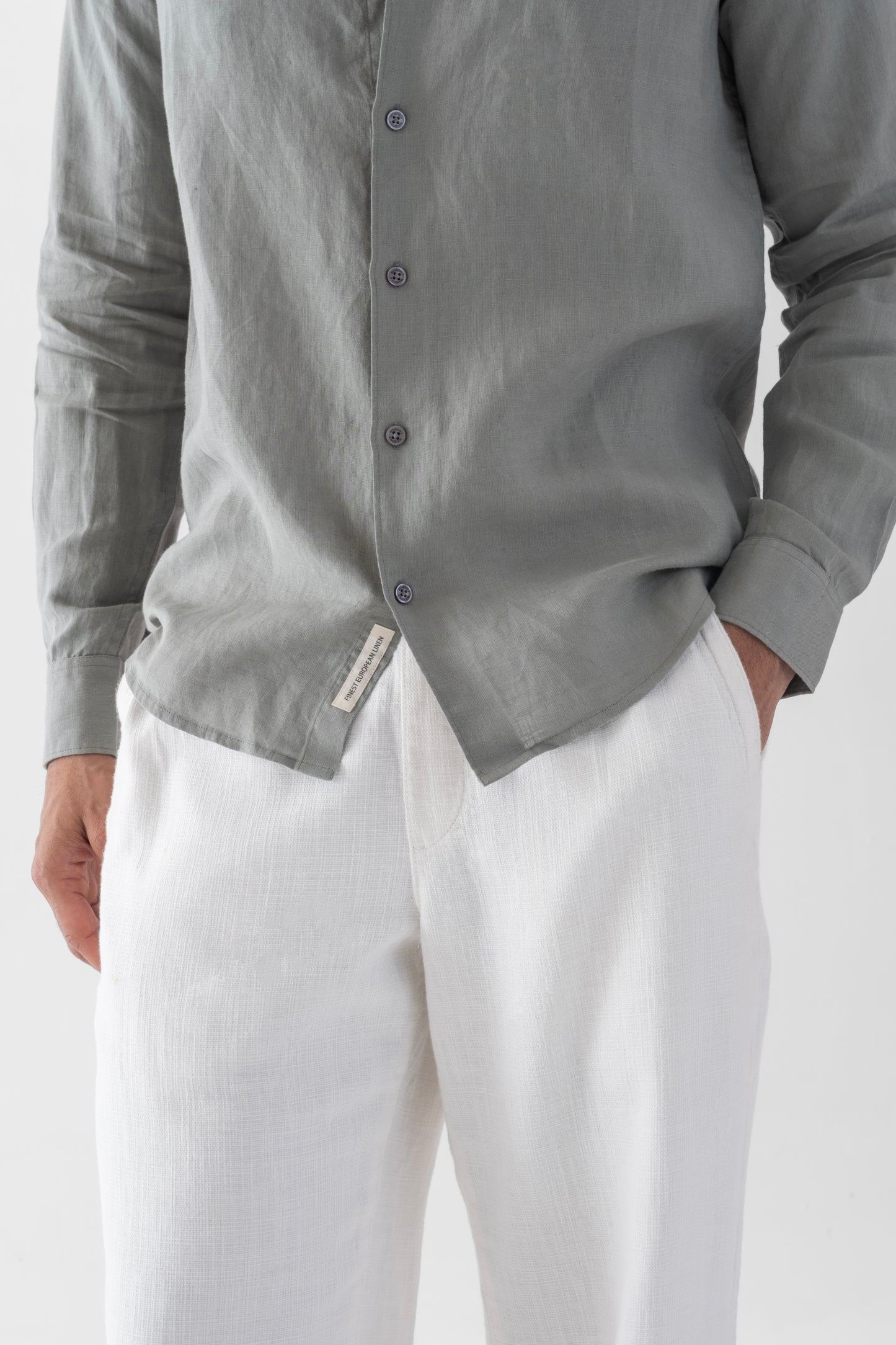 100% European Linen Classic Everyday Shirt - Sage Green