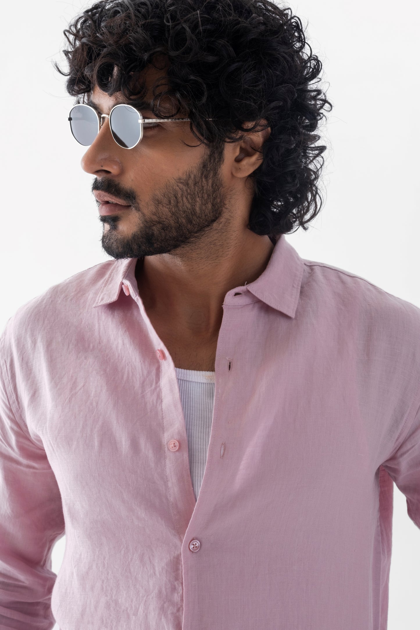 100% European Linen Classic Everyday Shirt - Dusty Pink