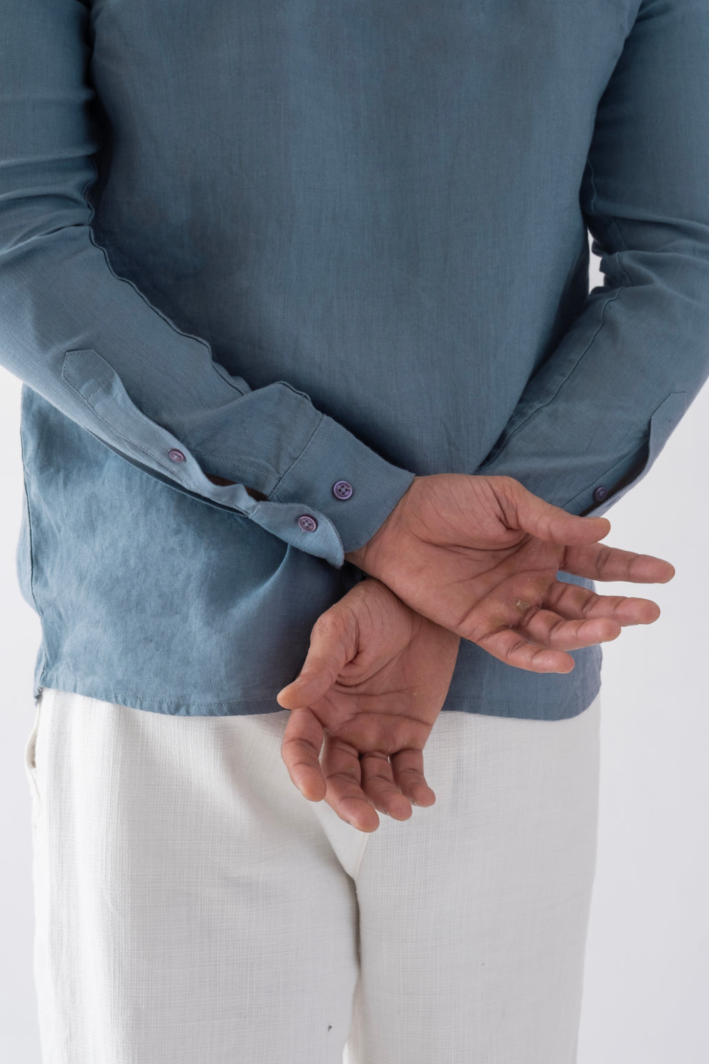 100% European Linen Classic Everyday Shirt - Steel Blue