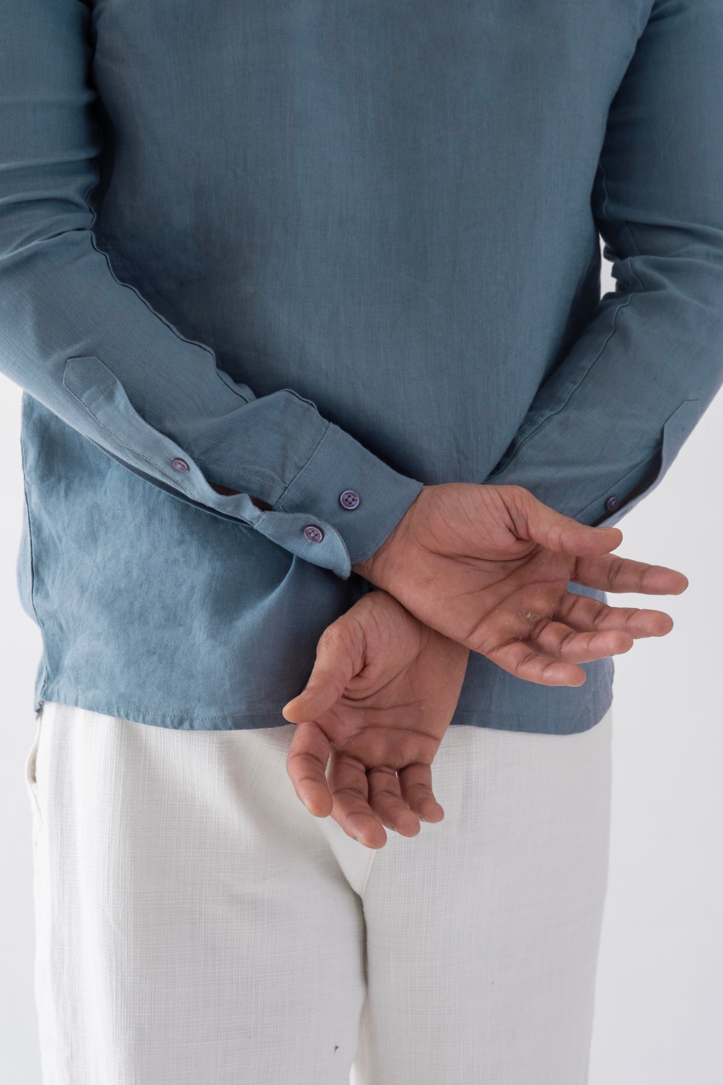 100% European Linen Classic Everyday Shirt - Steel Blue