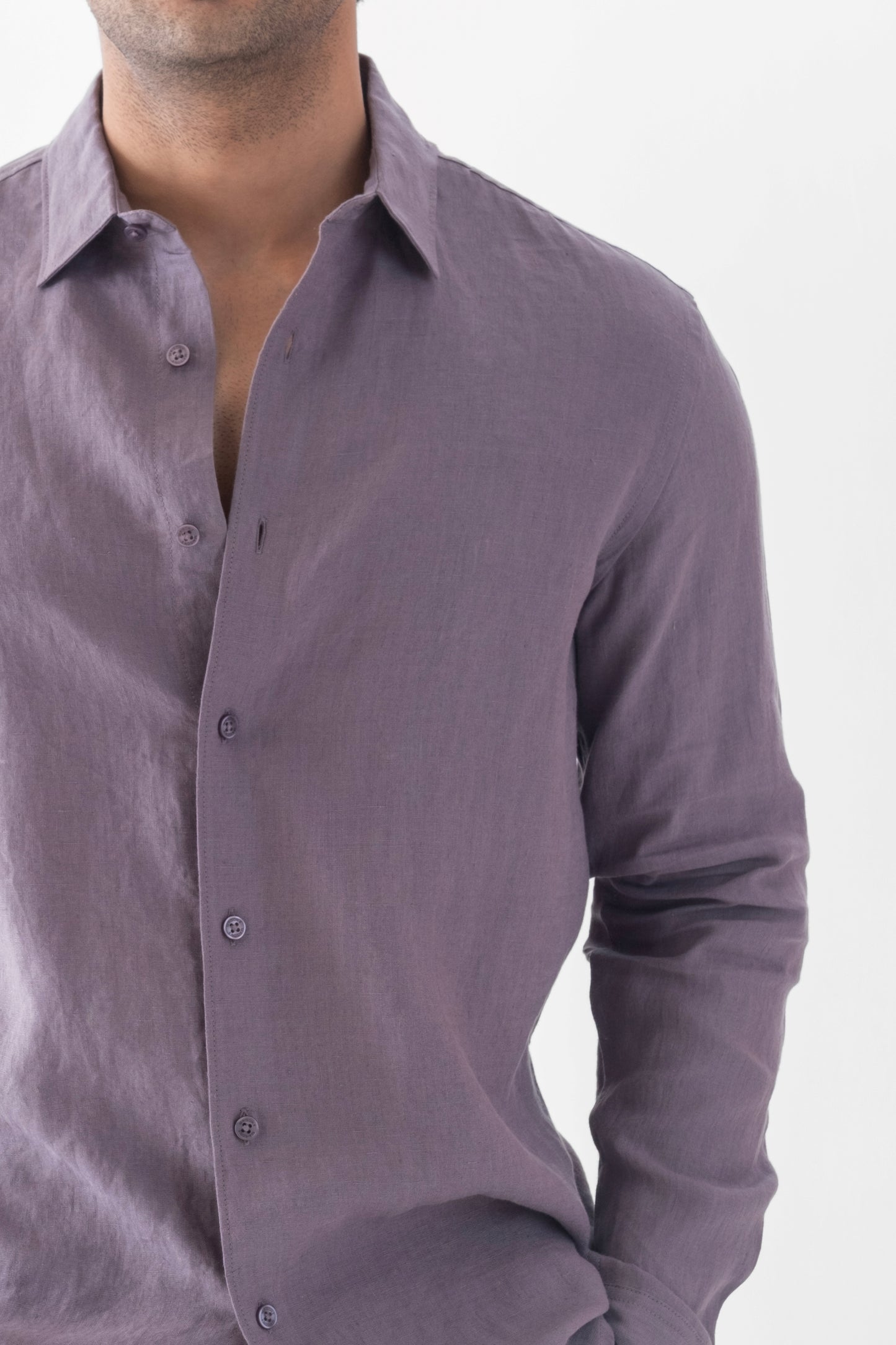 100% European Linen Classic Everyday Shirt - Grape