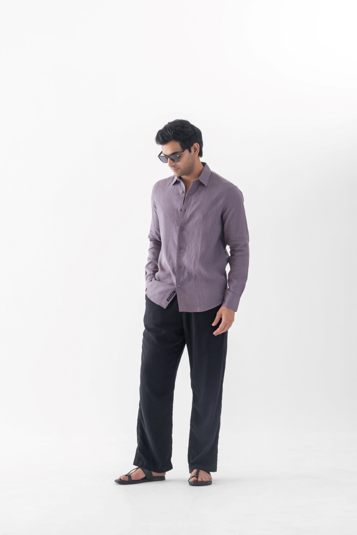 100% European Linen Classic Everyday Shirt - Grape