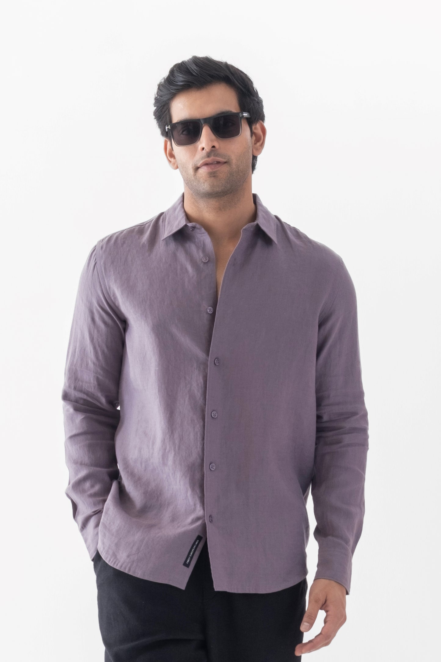 100% European Linen Classic Everyday Shirt - Grape