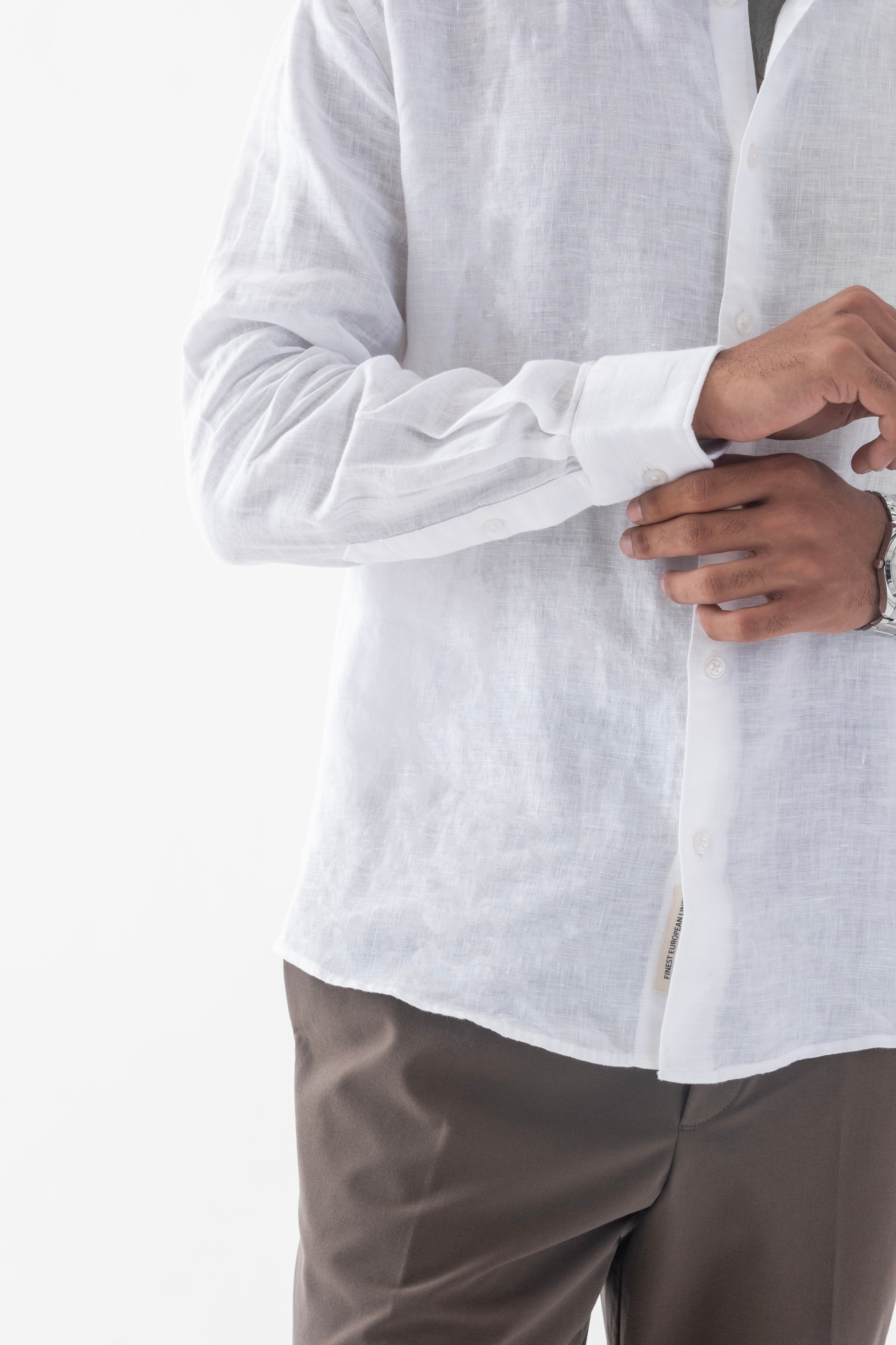 100% European Linen Classic Everyday Shirt - White
