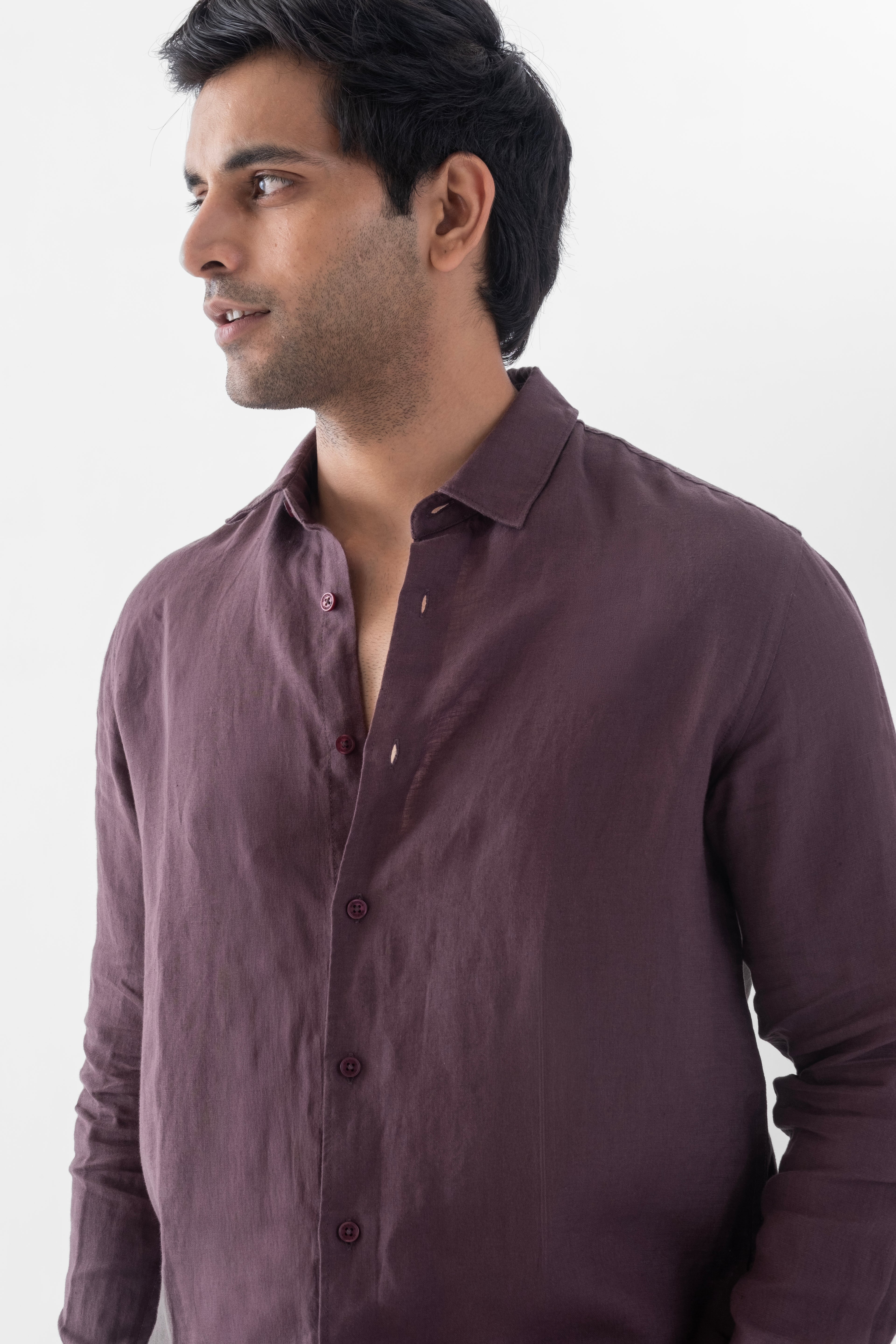 100% European Linen Classic Everyday Shirt - Coffee Brown