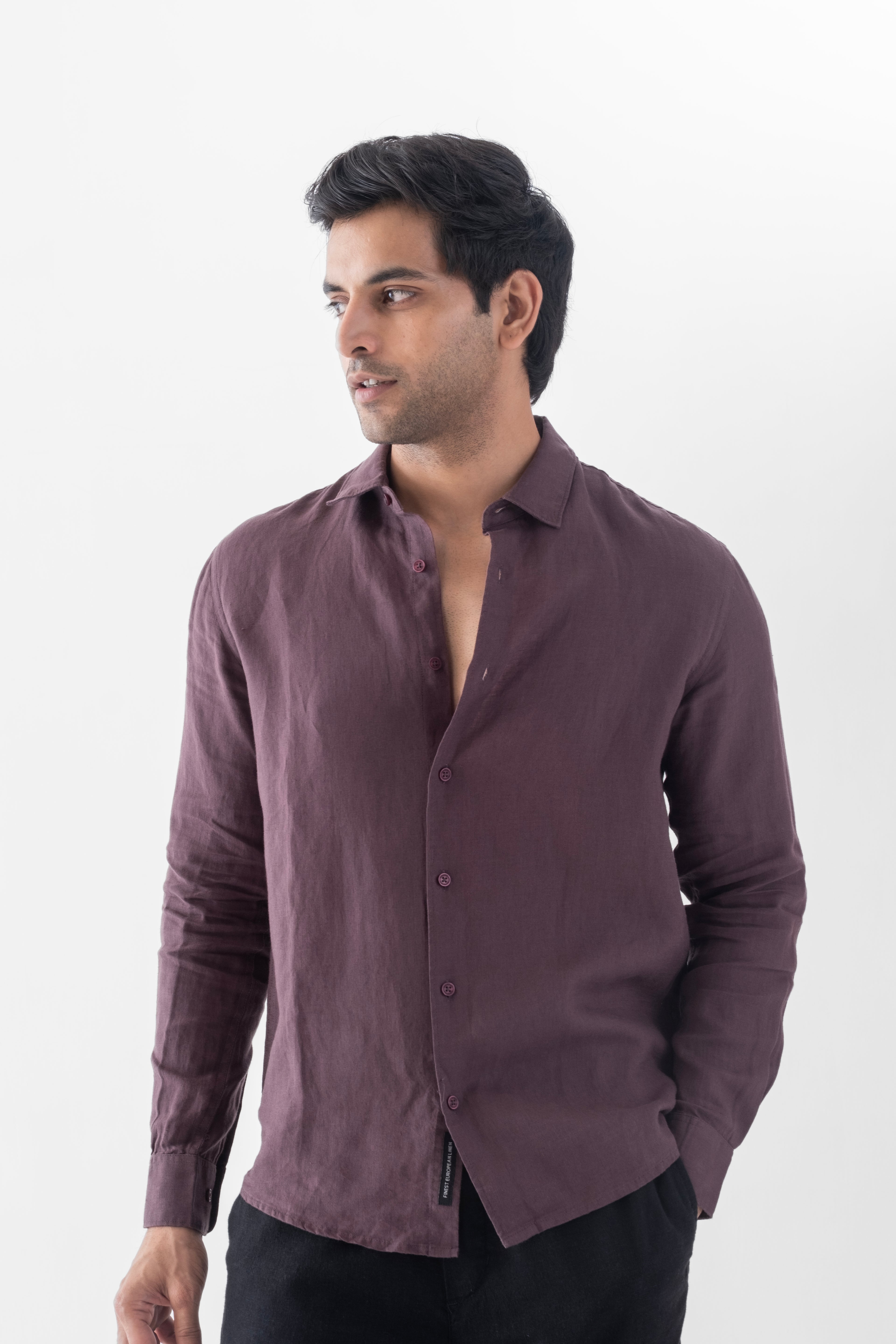100% European Linen Classic Everyday Shirt - Coffee Brown