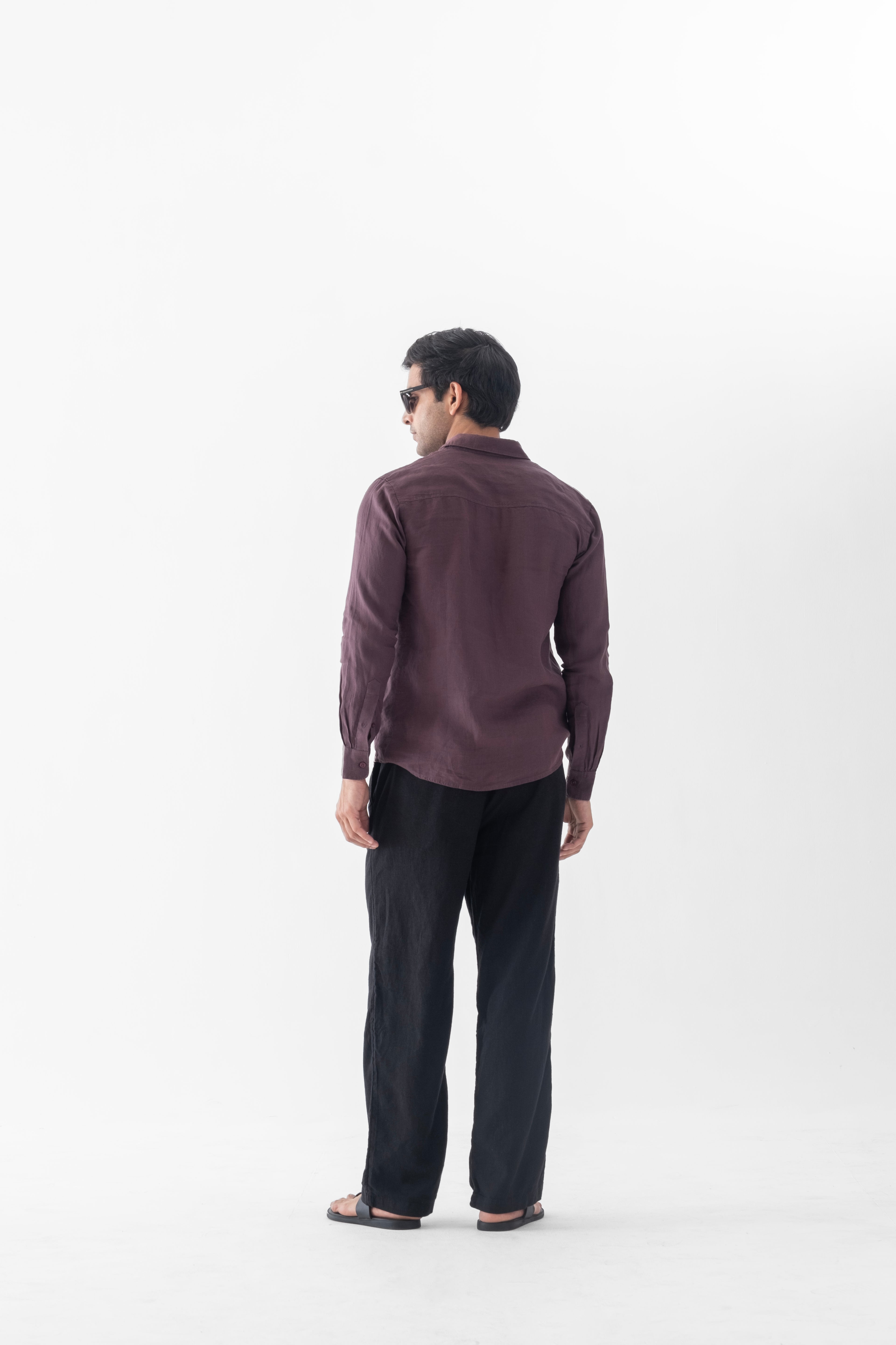 100% European Linen Classic Everyday Shirt - Coffee Brown