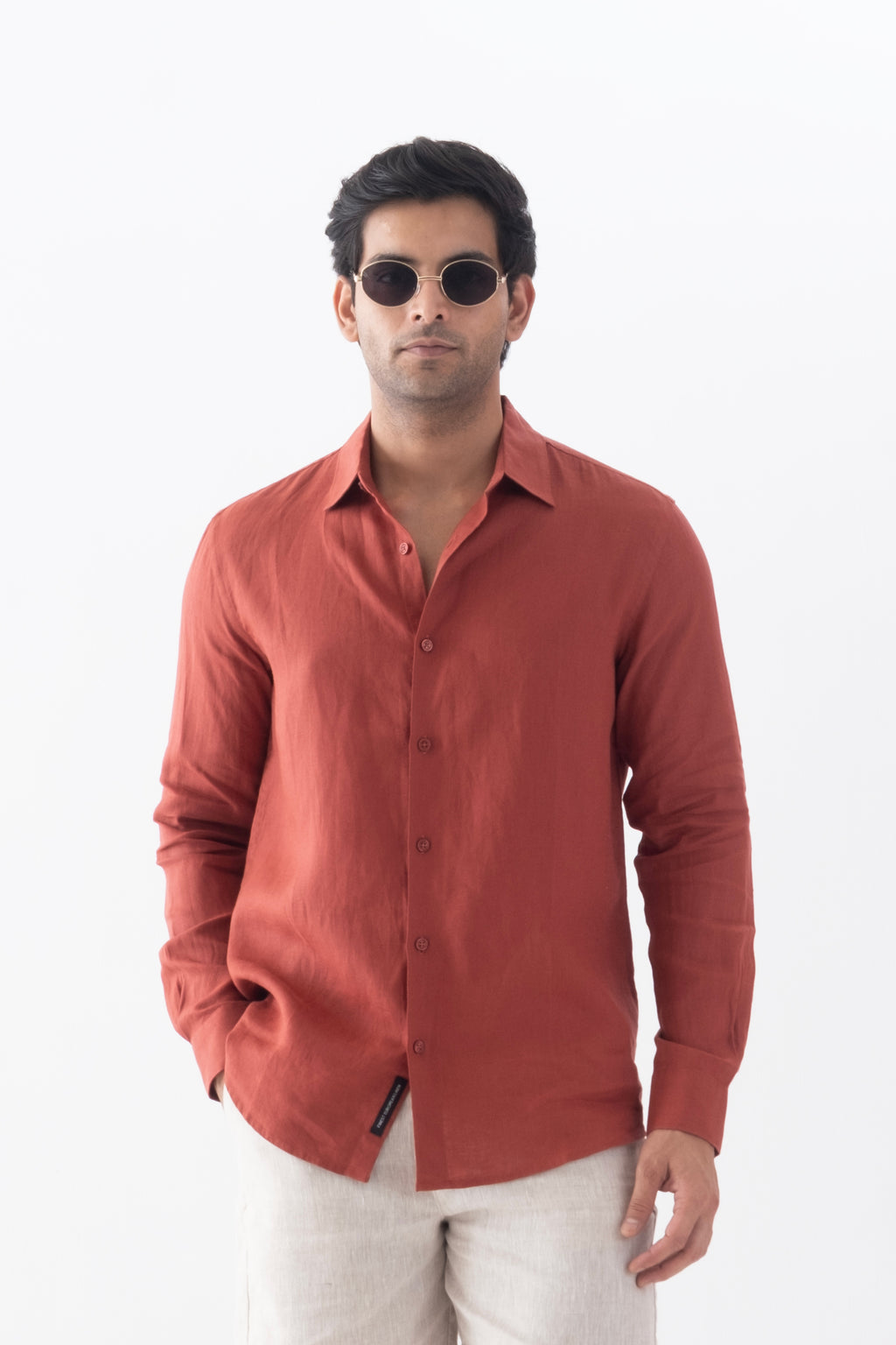 100% European Linen Classic Everyday Shirt - Rosewood