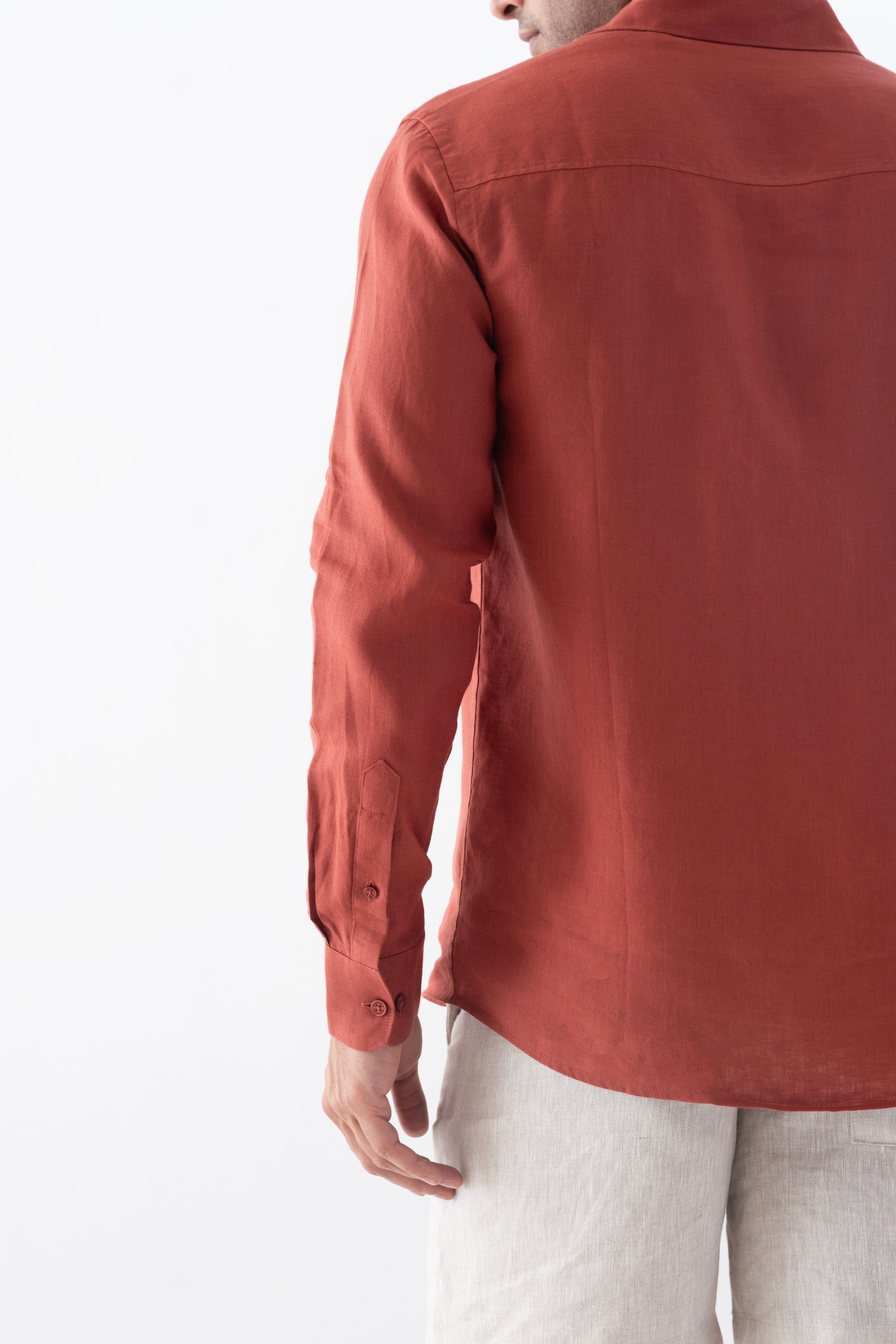 100% European Linen Classic Everyday Shirt - Rosewood