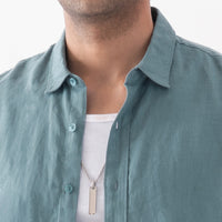 100% European Linen Relaxed Short Sleeve Shirt - Dark Mint
