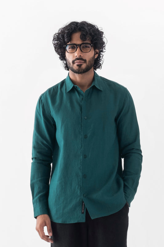 100% European Linen Classic Everyday Shirt - Deep Emerald