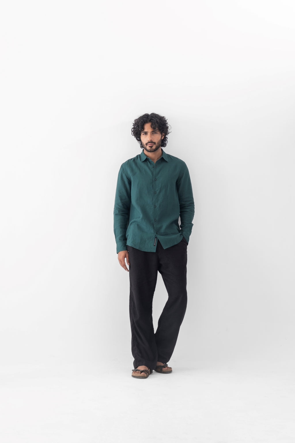 100% European Linen Classic Everyday Shirt - Deep Emerald
