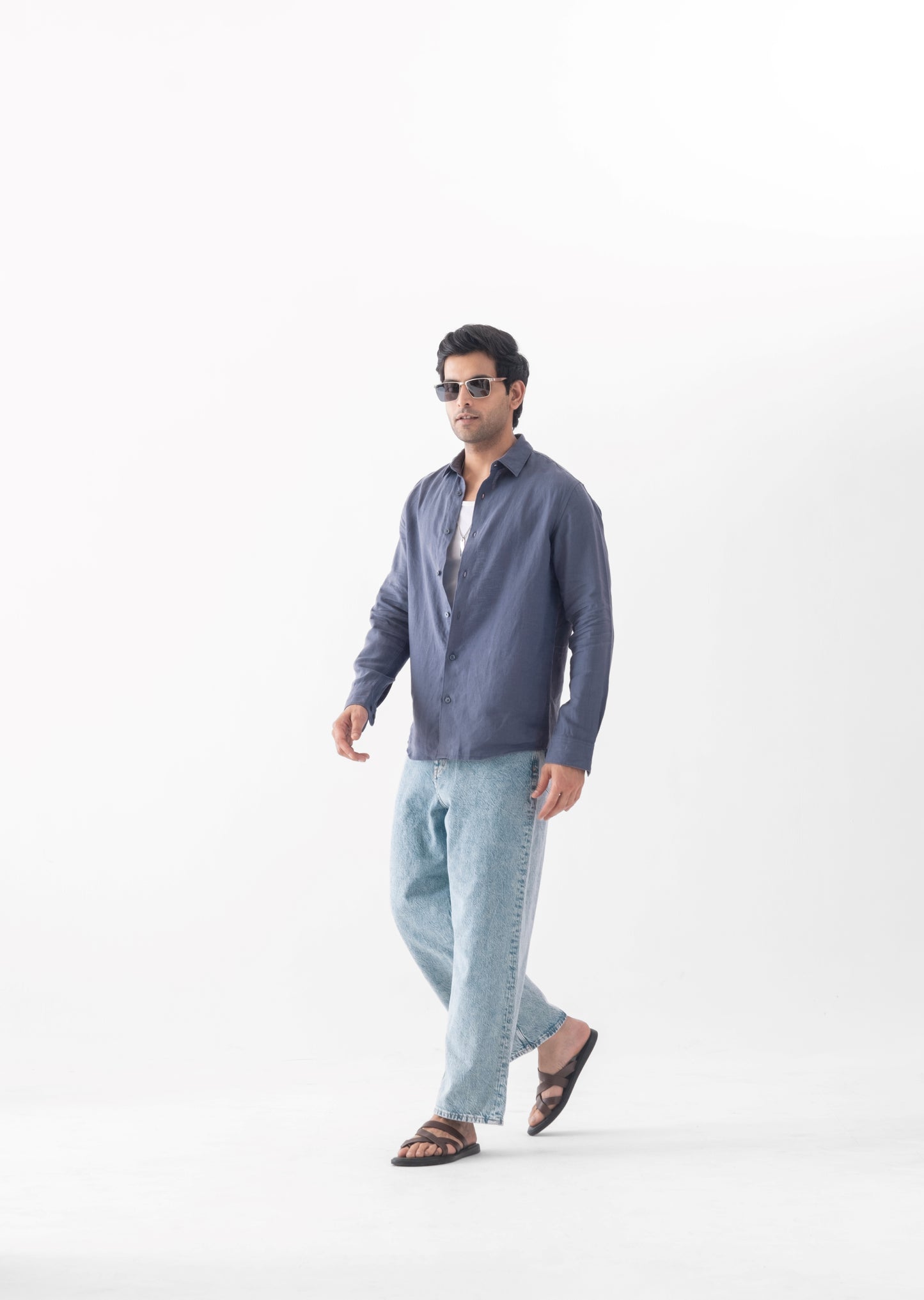 100% European Linen Classic Everyday Shirt - Future Grey
