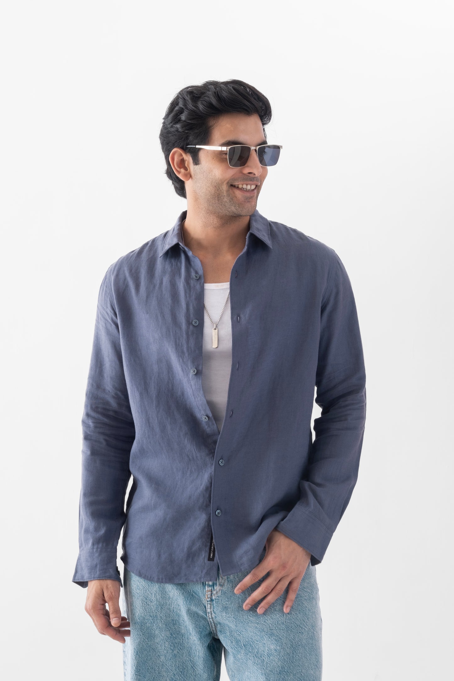 100% European Linen Classic Everyday Shirt - Future Grey