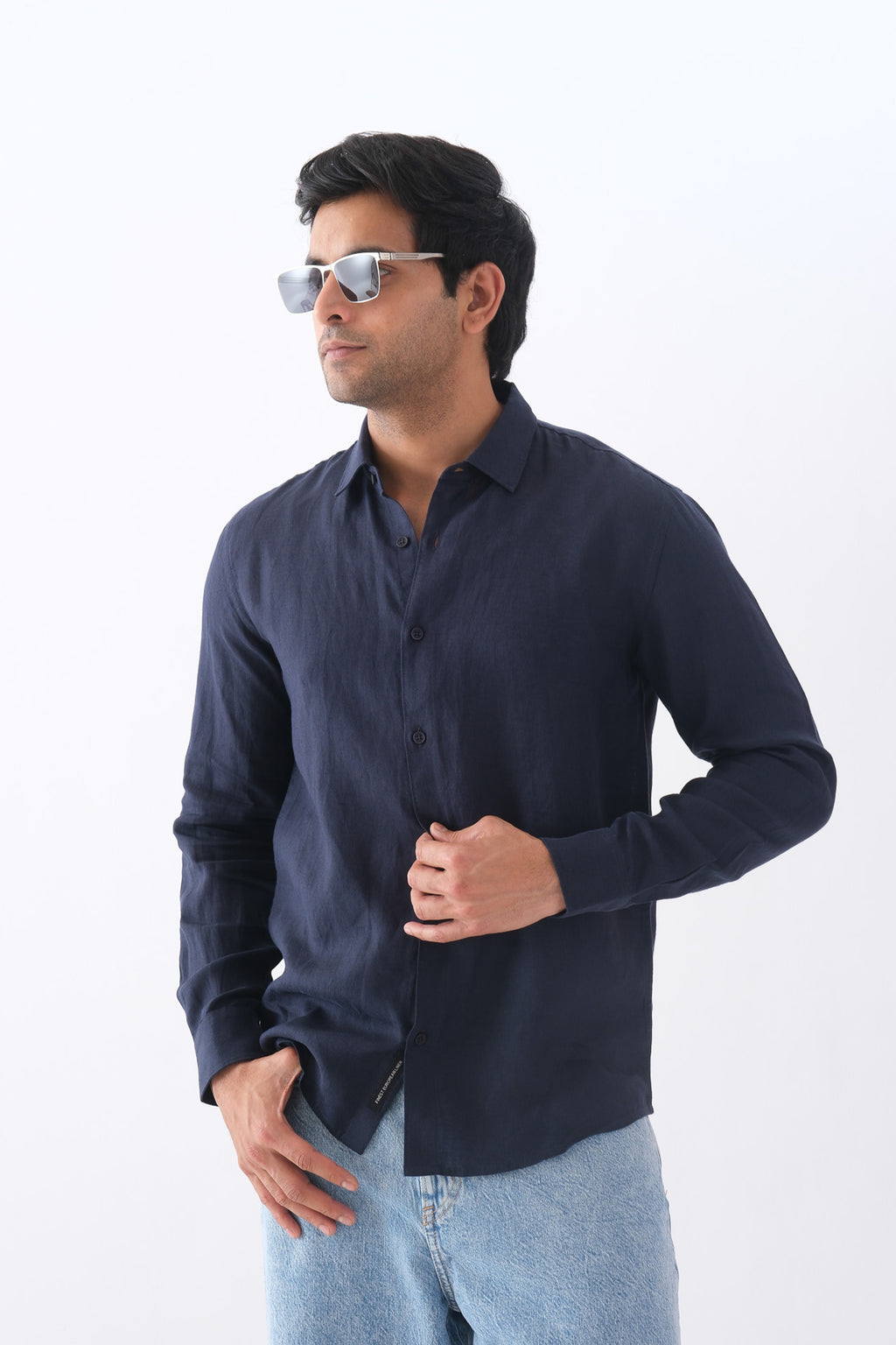 100% European Linen Classic Everyday Shirt - Navy