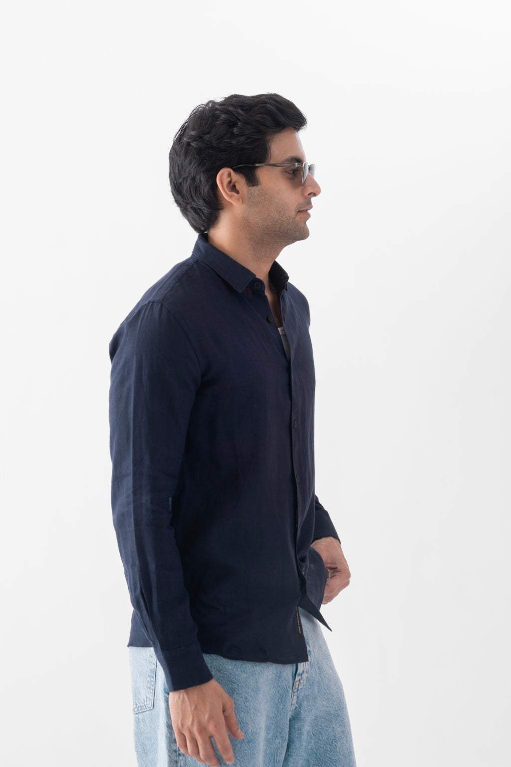 100% European Linen Classic Everyday Shirt - Navy
