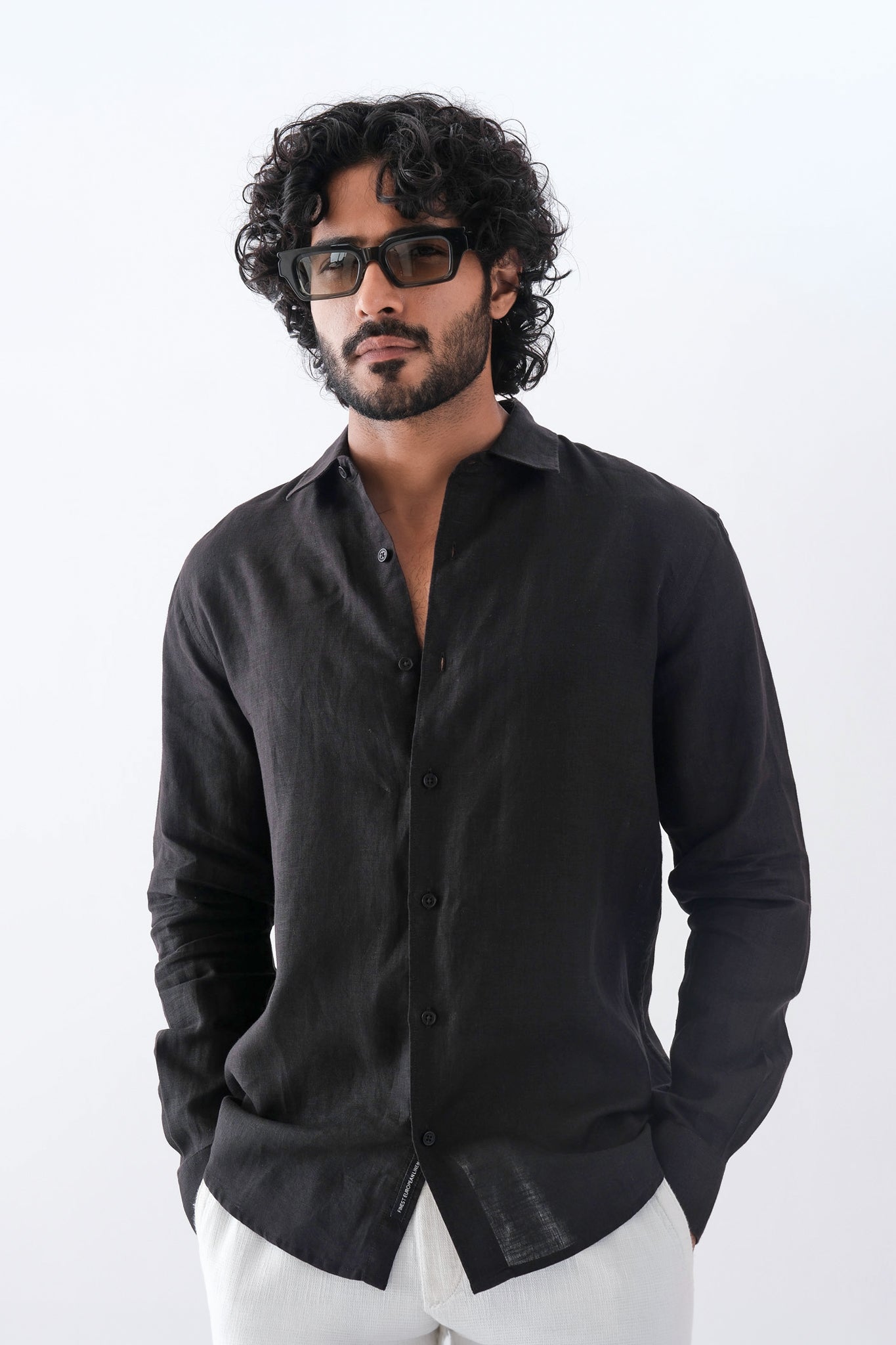 100% European Linen Classic Everyday Shirt - Black