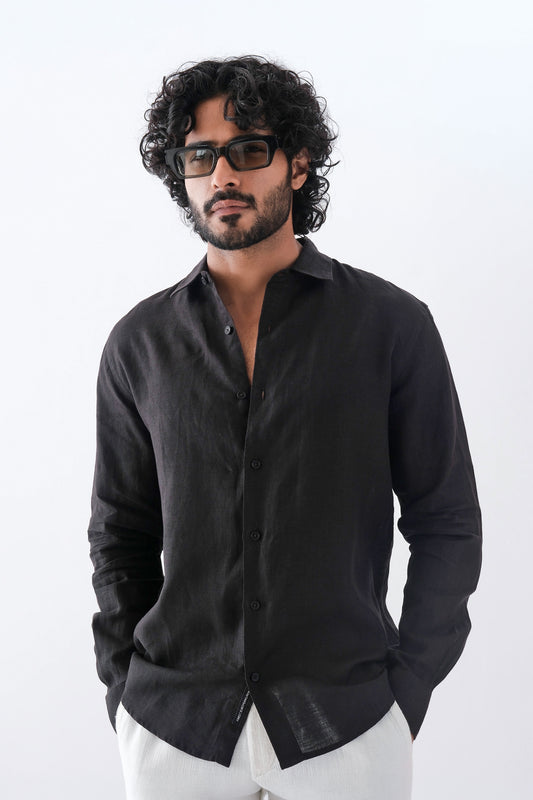 100% European Linen Classic Everyday Shirt - Black