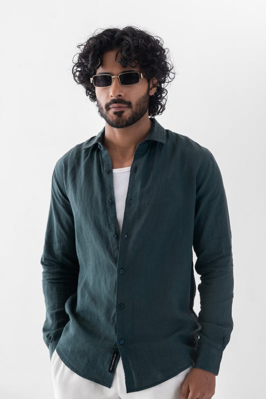 100% European Linen Classic Everyday Shirt - Teal