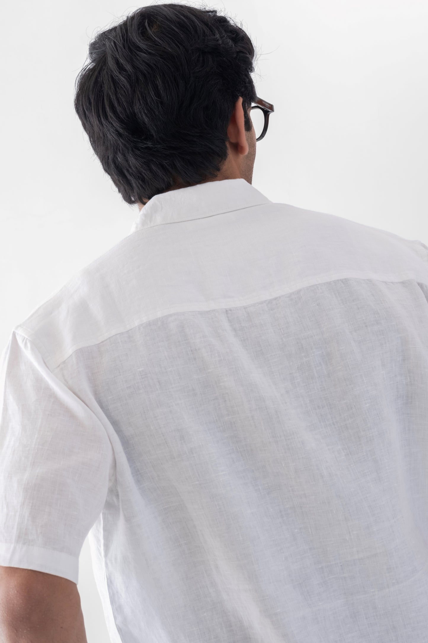 100% European Linen Relaxed Short Sleeve Shirt - White