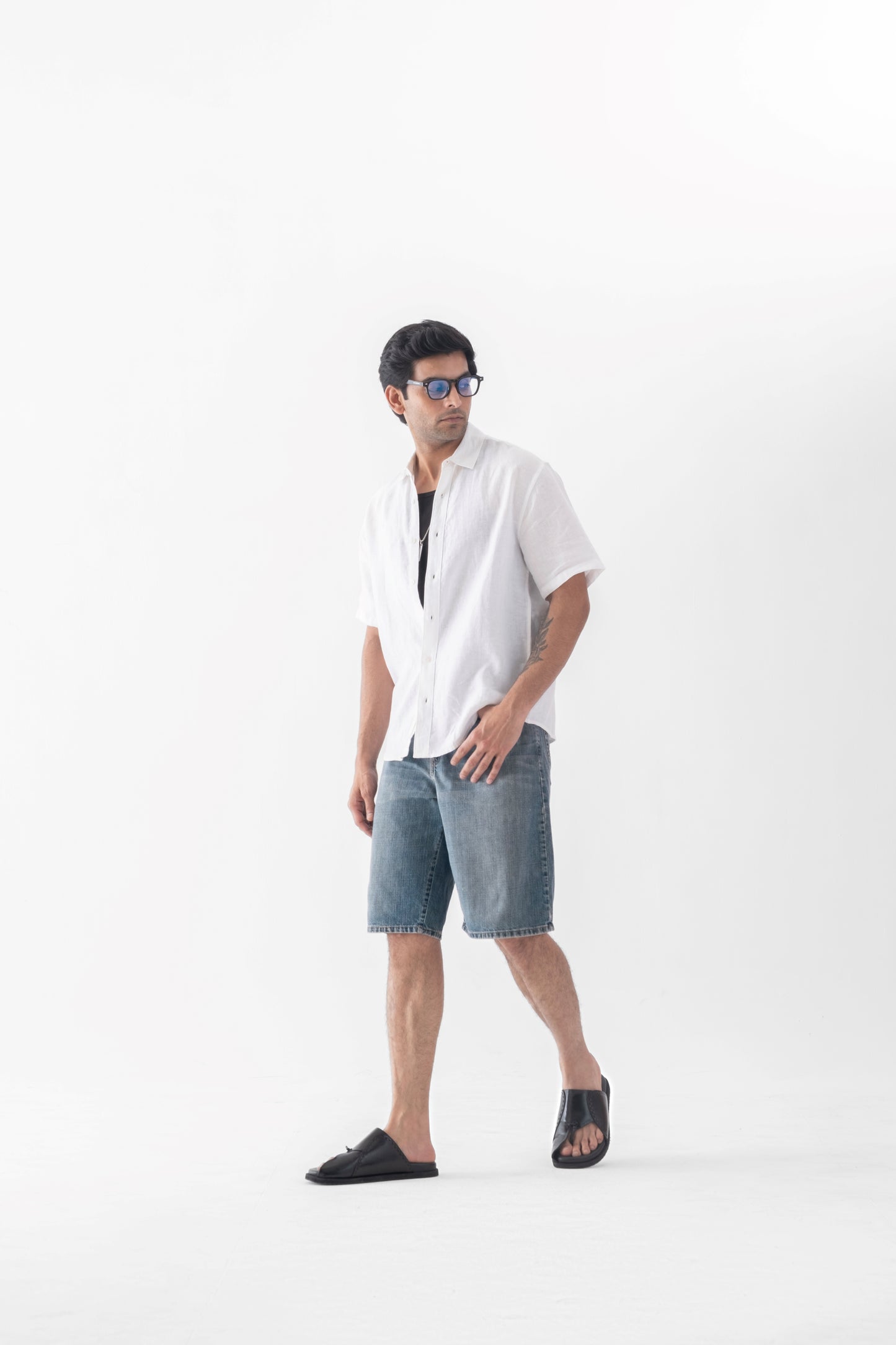 100% European Linen Relaxed Short Sleeve Shirt - White