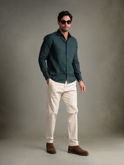 100% European Linen Classic Everyday Shirt - Maison X - Sage Green