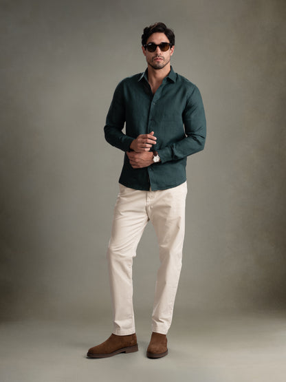 100% European Linen Classic Everyday Shirt - Maison X - Teal
