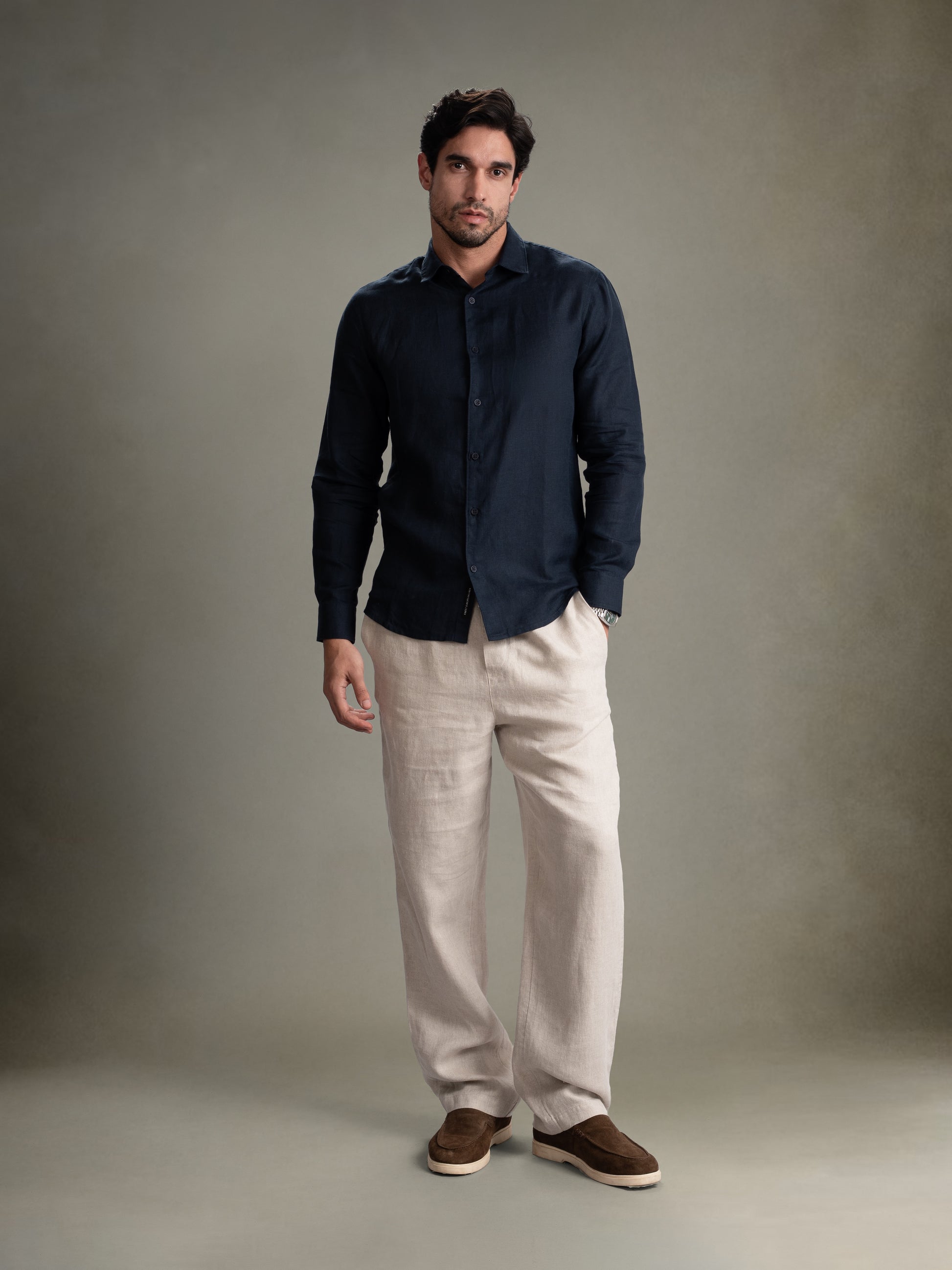 100% European Linen Classic Everyday Shirt - Maison X - Sage Green