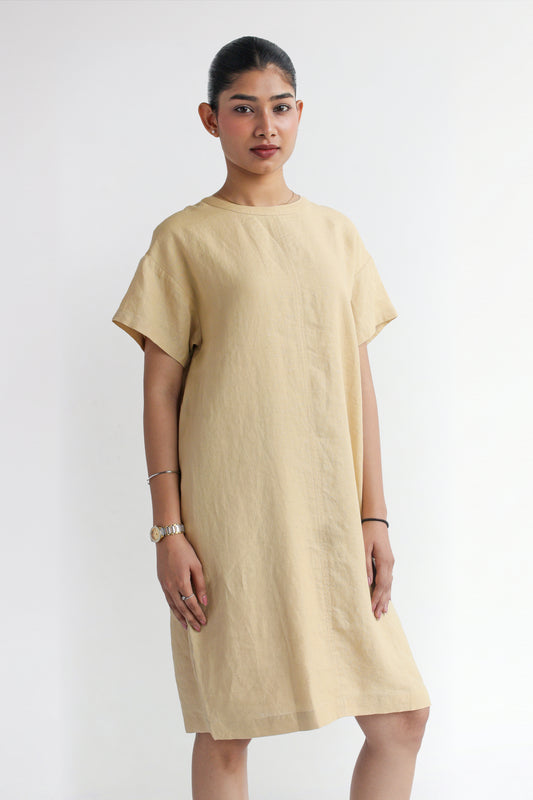 100% European Linen Oversized Casual Dress - Bamboo