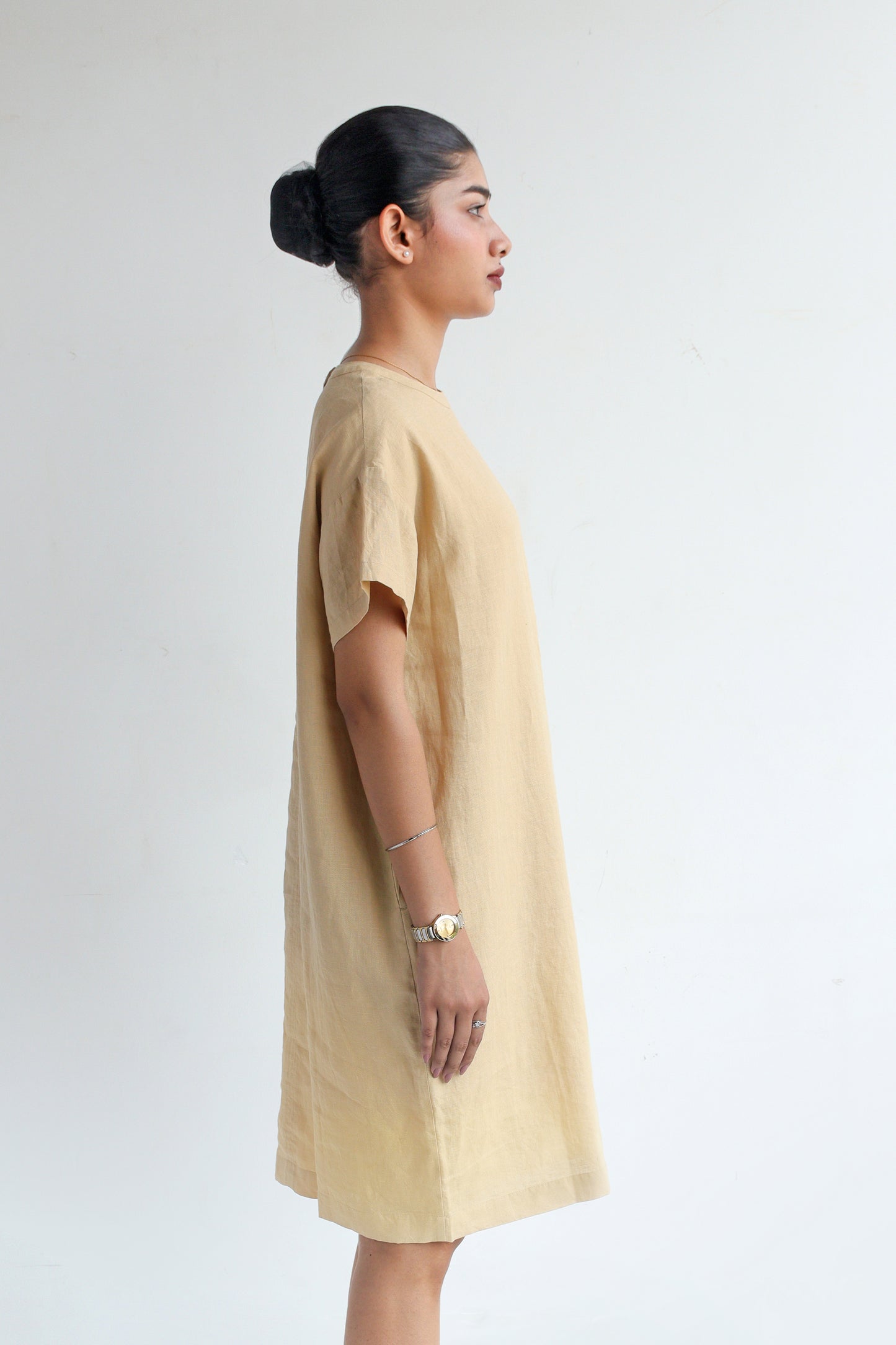 100% European Linen Oversized Casual Dress - Bamboo