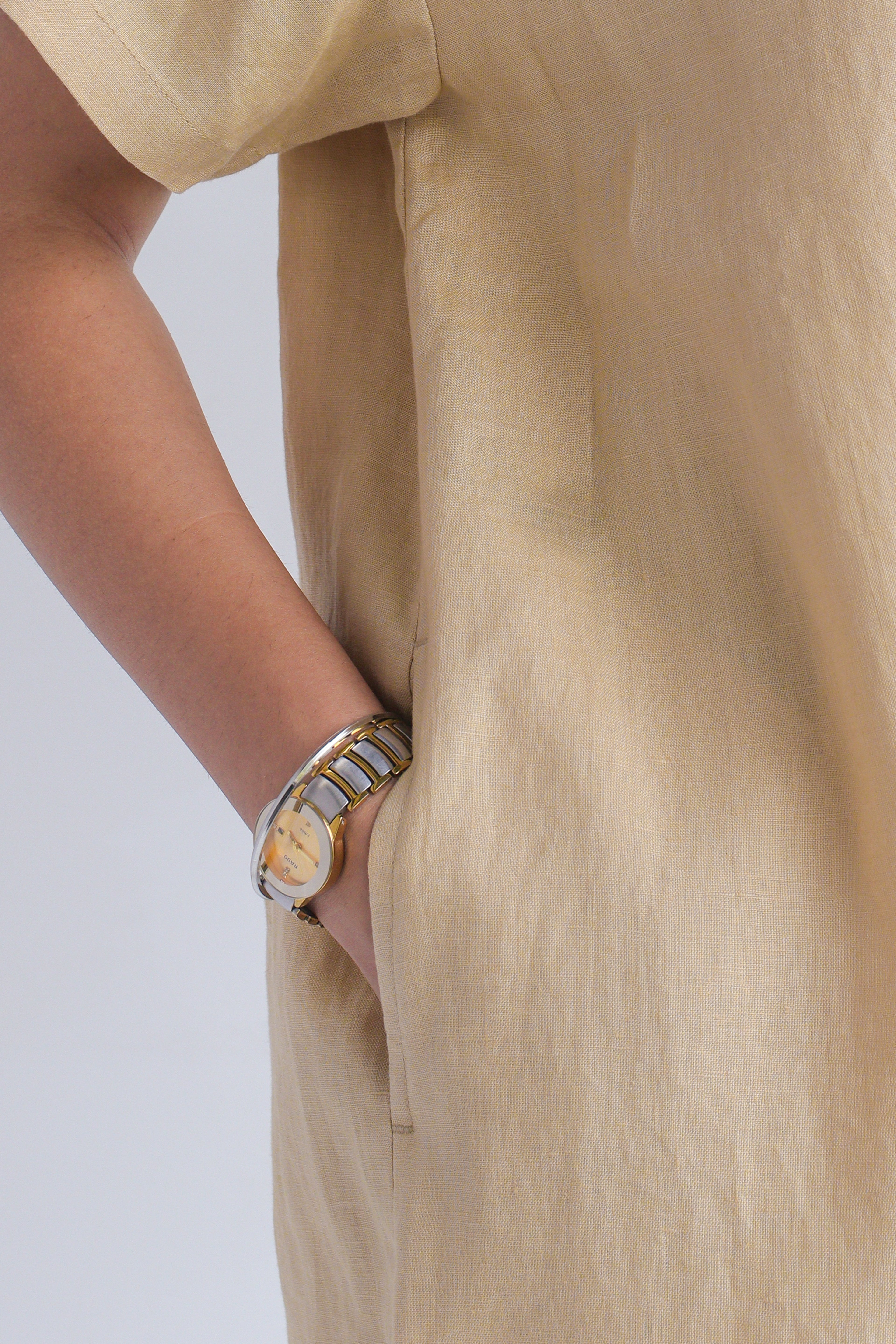 100% European Linen Oversized Casual Dress - Bamboo