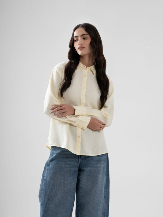 100% European Linen Everyday Shirt - Light Yellow