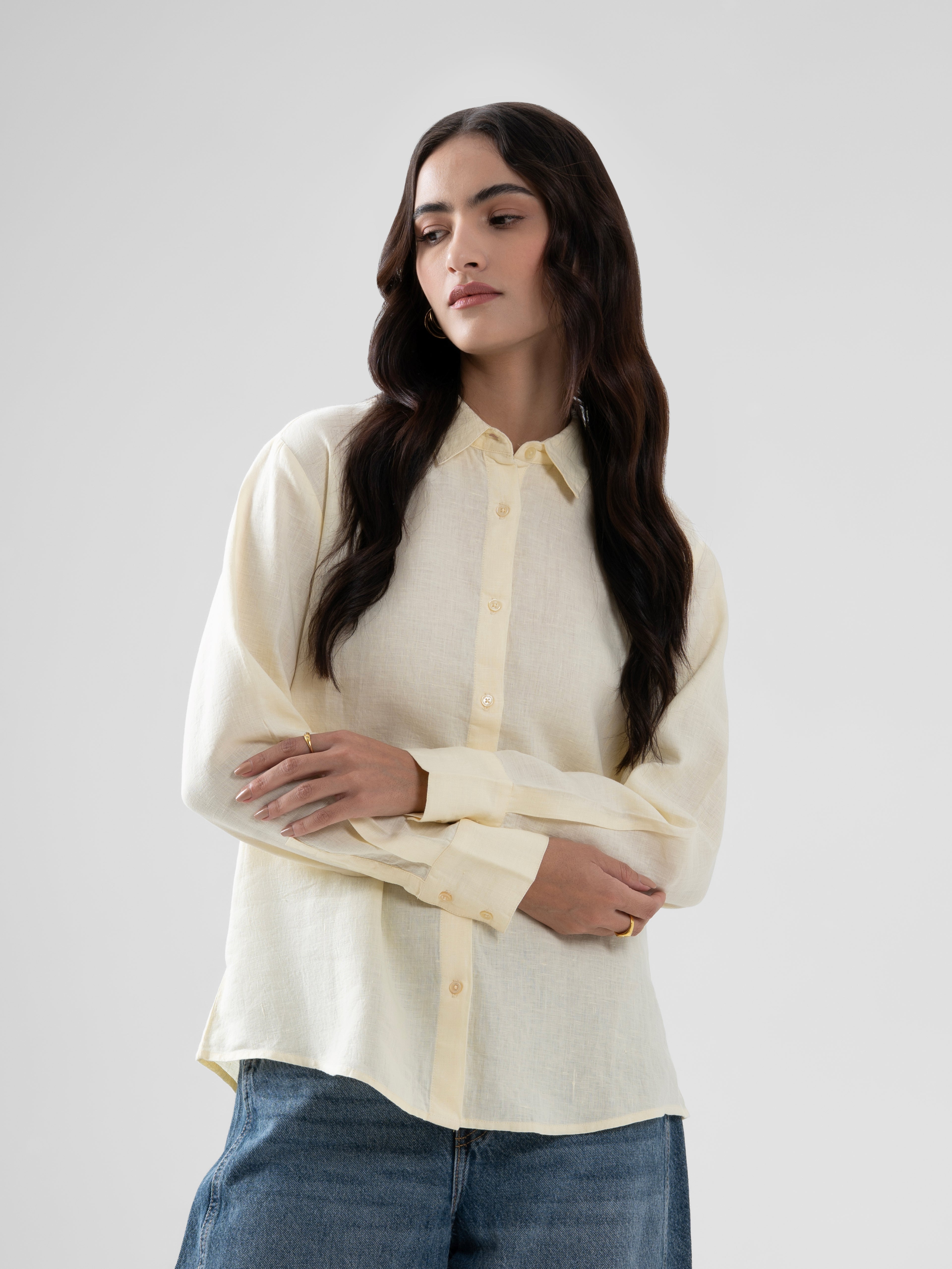100% European Linen Everyday Shirt - Butter Yellow