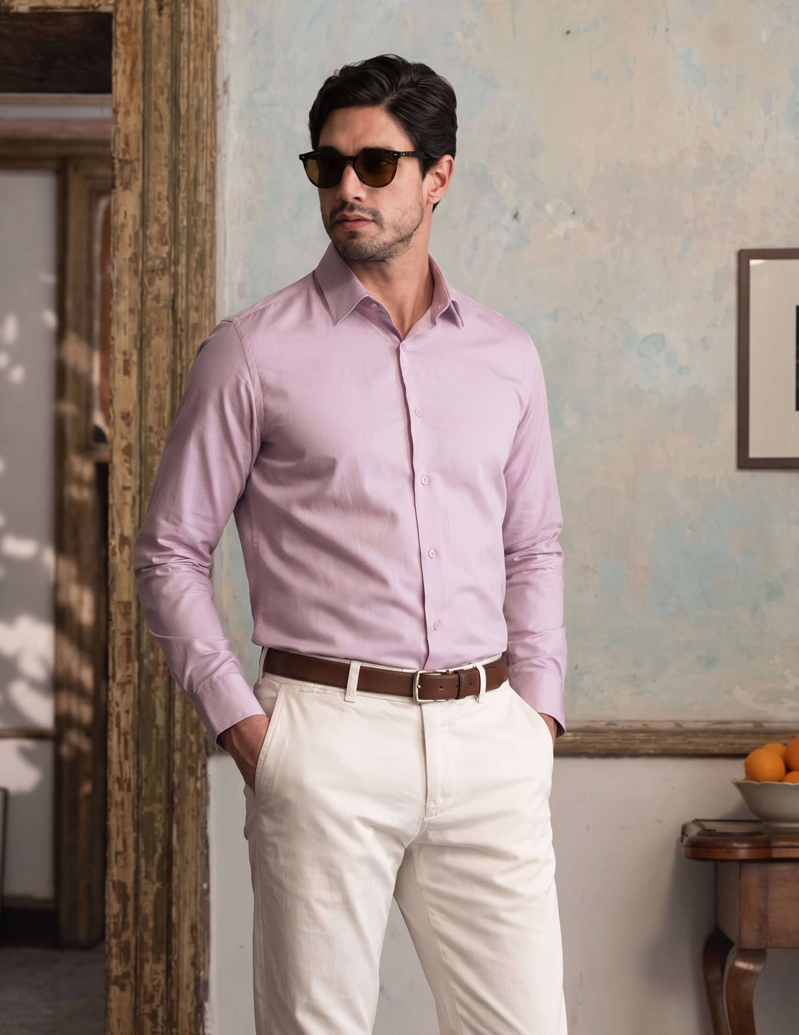 100% Egyptian Cotton 9-to-9 Formal Shirt - Mauve