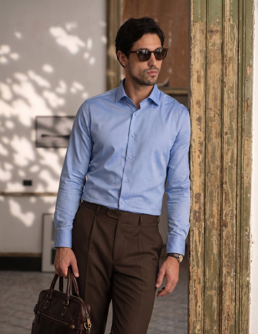 100% Egyptian Cotton 9-to-9 Formal Shirt - Mid Blue