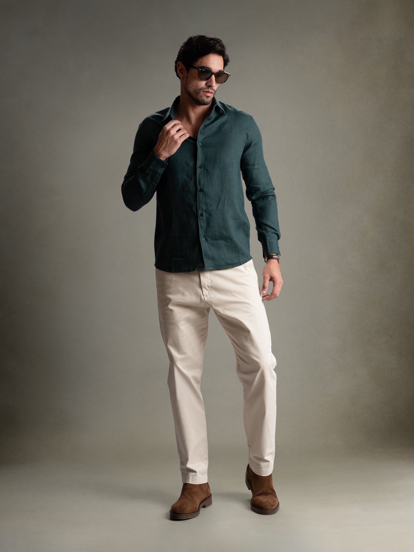 100% European Linen Classic Everyday Shirt - Maison X - Teal
