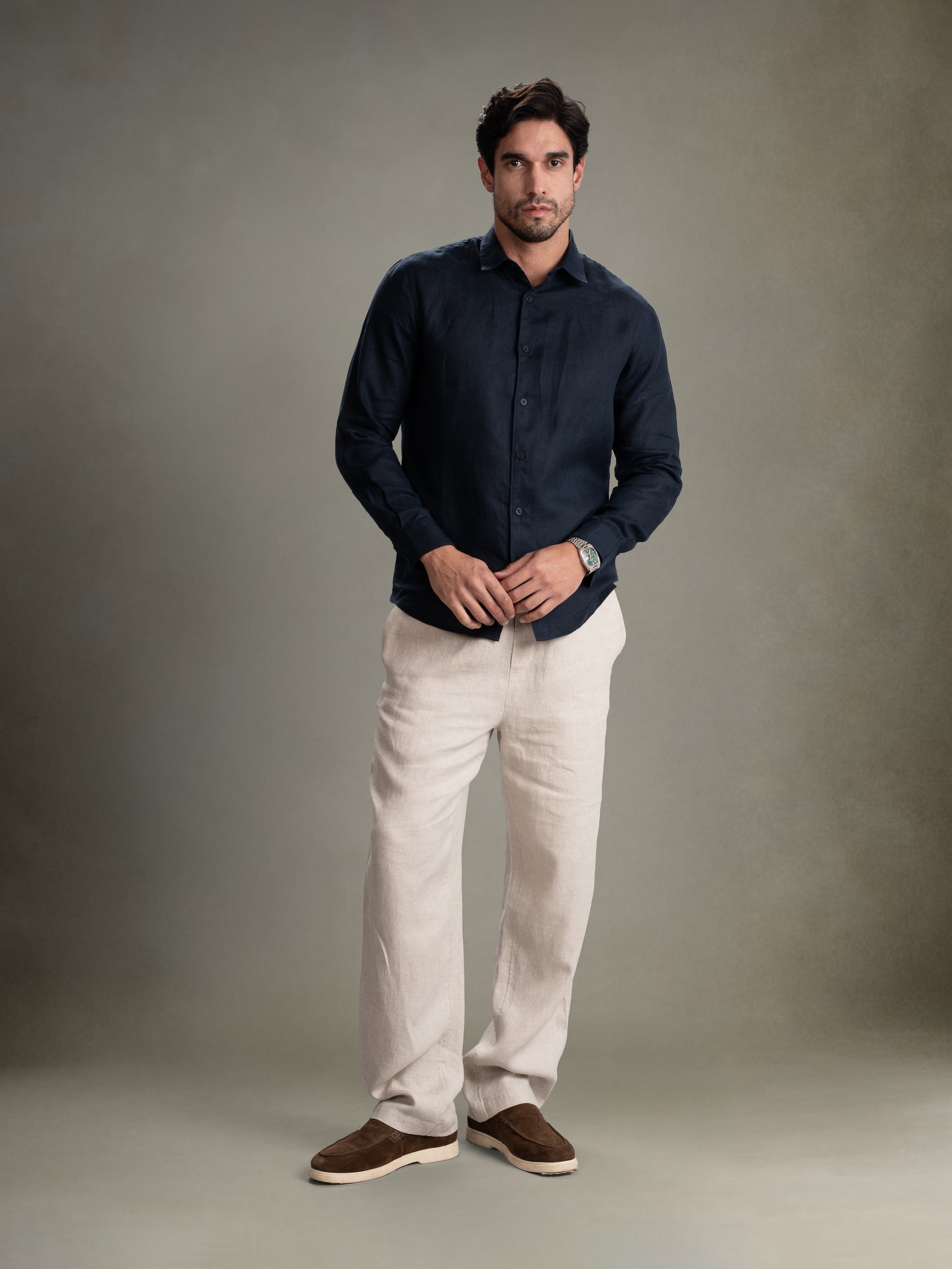 100% European Linen Classic Everyday Shirt - Maison X - Sage Green