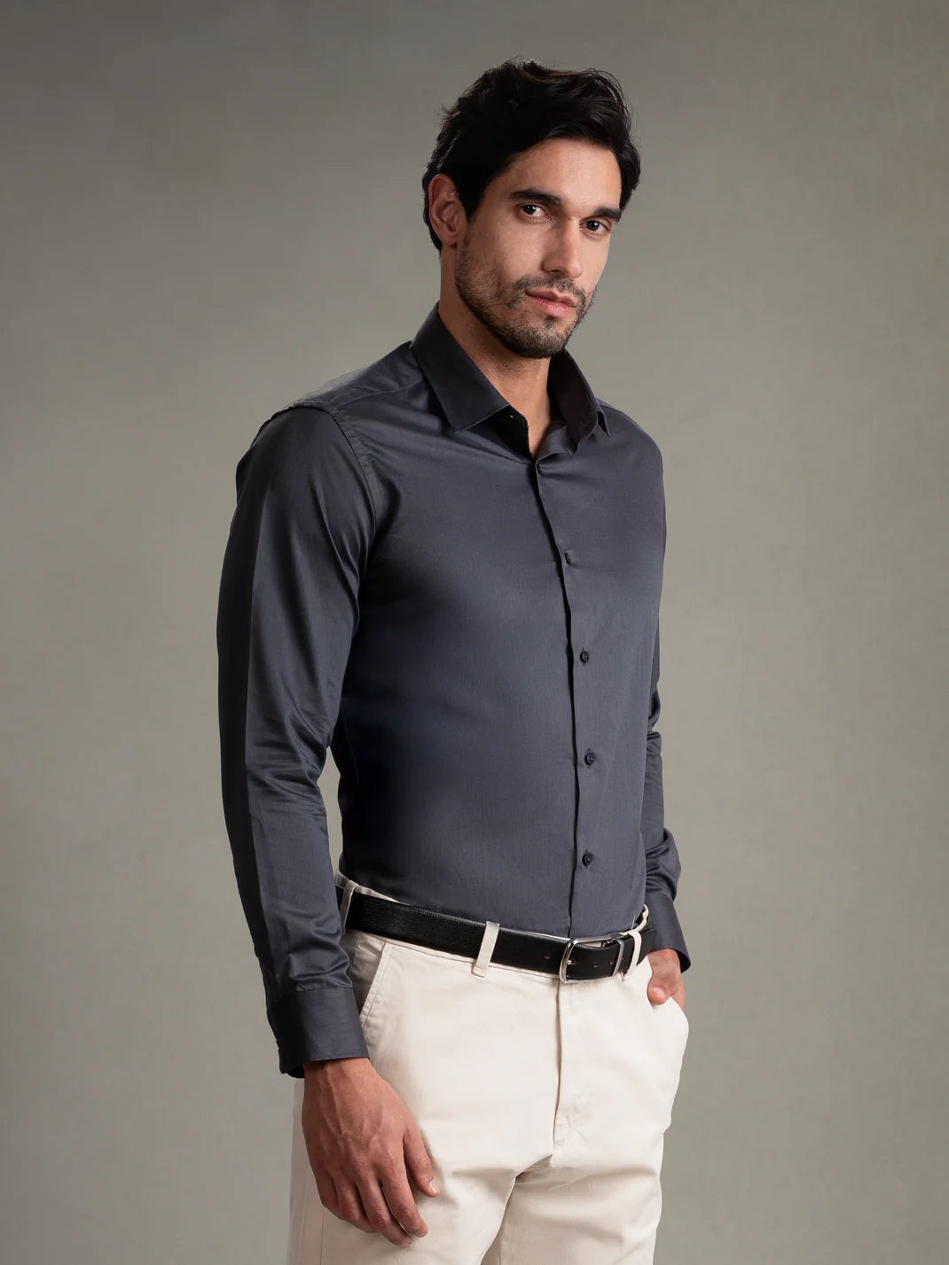 100% Egyptian Cotton 9-to-9 Formal Shirt - Dark Grey