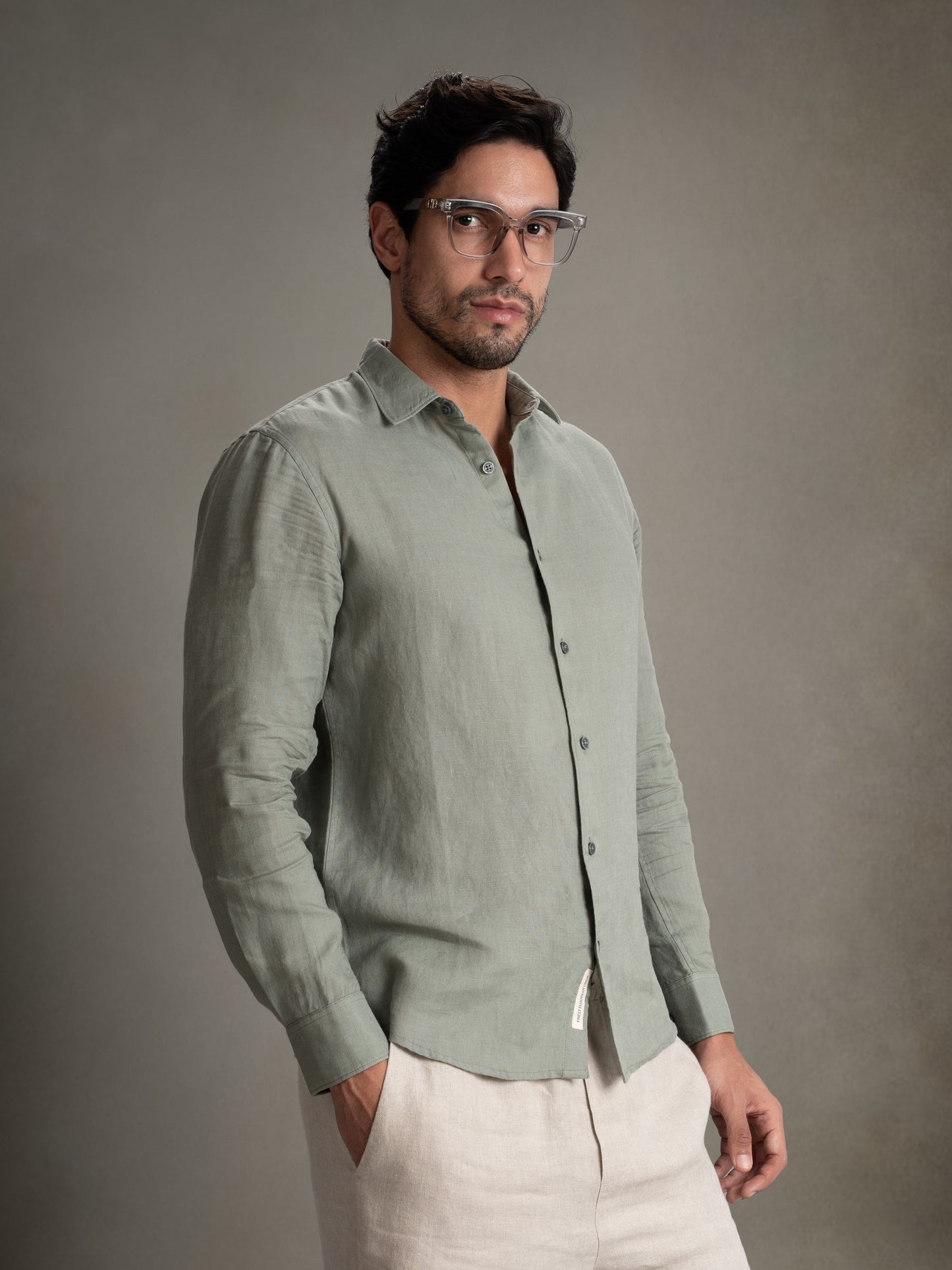 100% European Linen Classic Everyday Shirt - Maison X - Sage Green